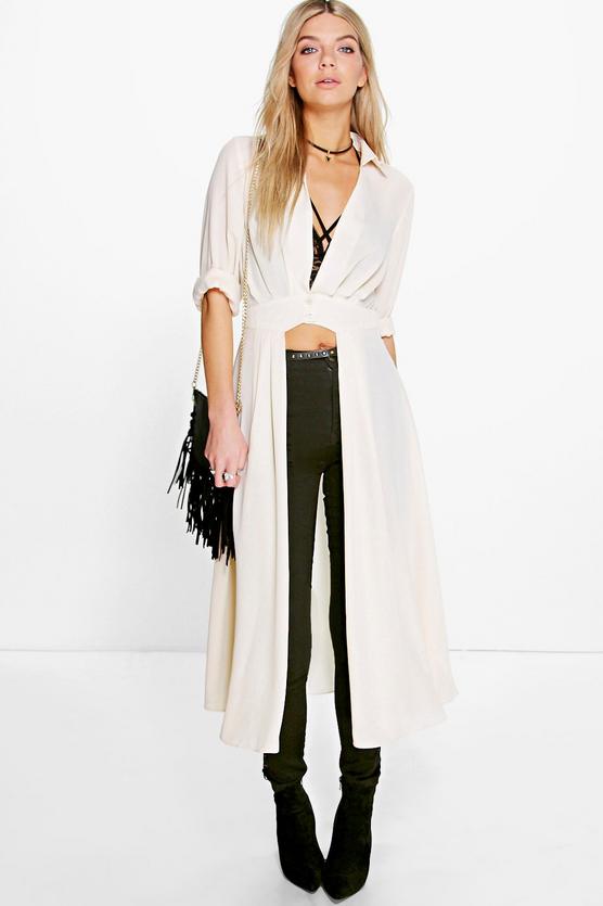 Shirley Plunge Neck Split Maxi Shirt